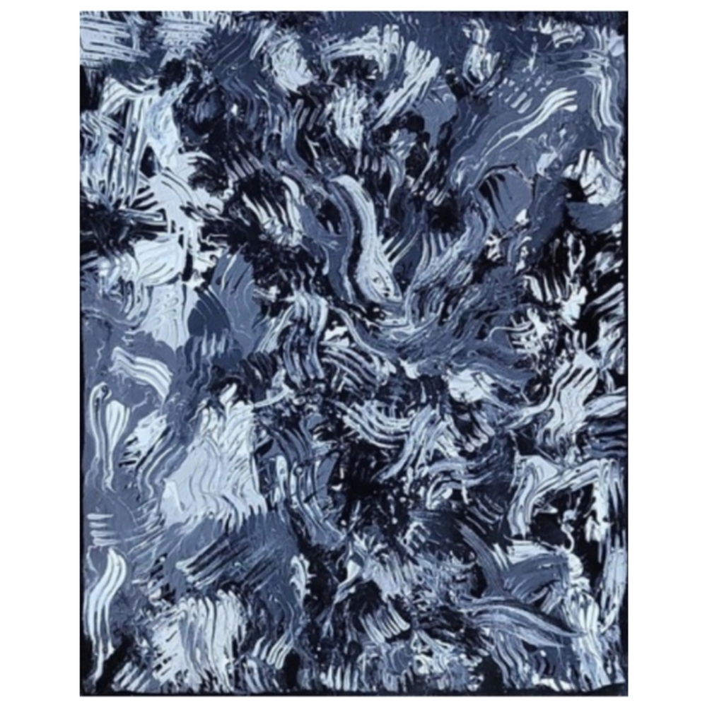 Hand Crafted Textured Gray Abstract Design 16 x 20 Inches Canvas Painting - Picture 2 of 4